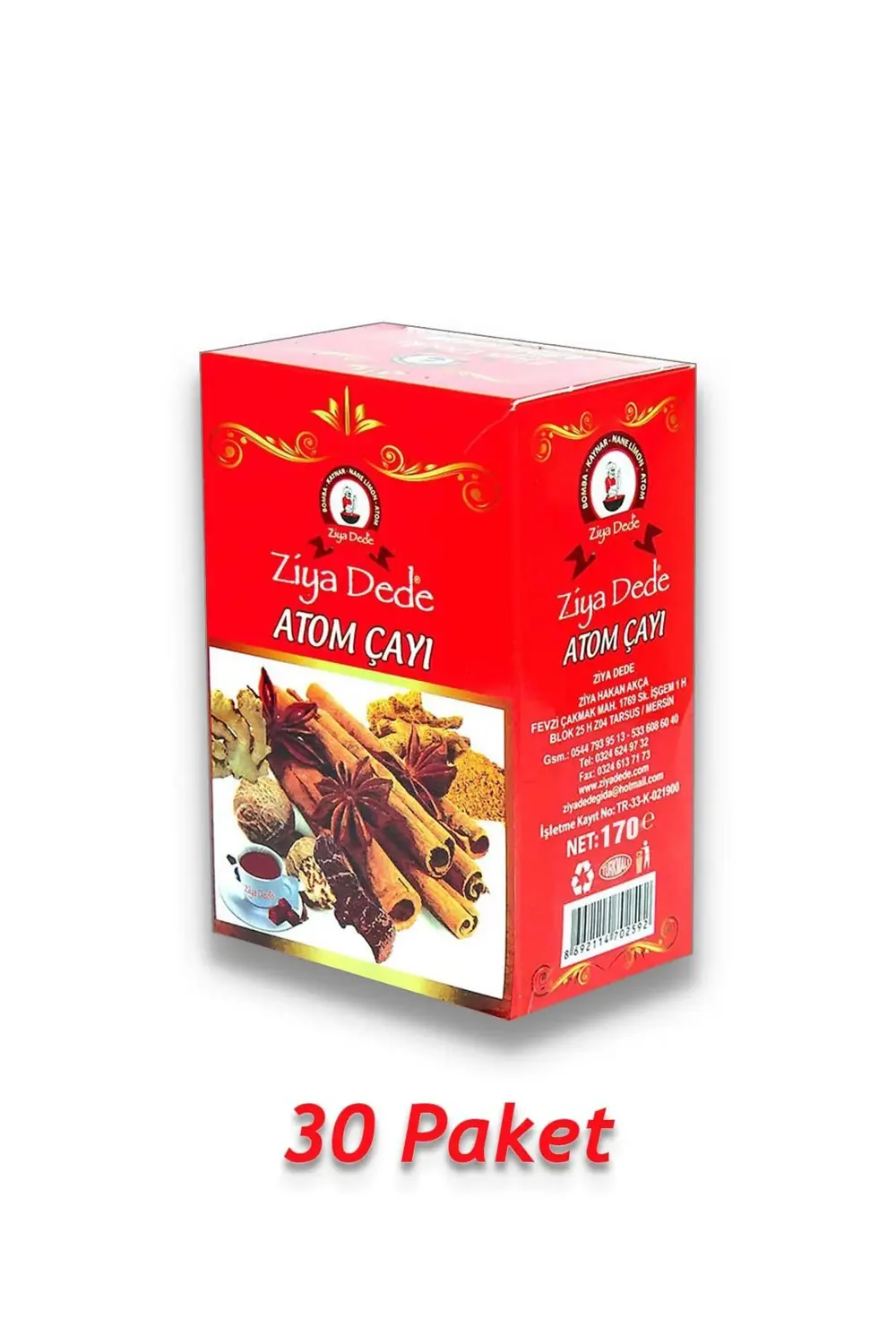 Ziyadede Ziya Dede Atom Çayı Doğal Lezzet 170 Gr 30 Paket