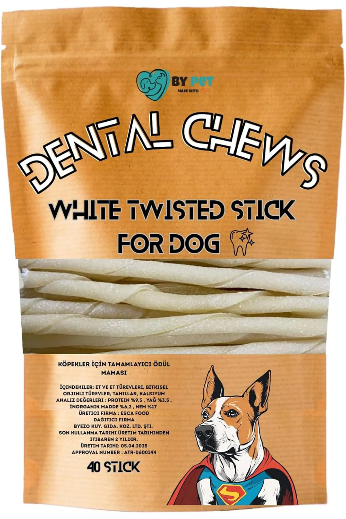 zkra shop Beyaz Çubuk Köpek Ödül Ve Çiğnemi Kemiği- 40 Adet Maxi 