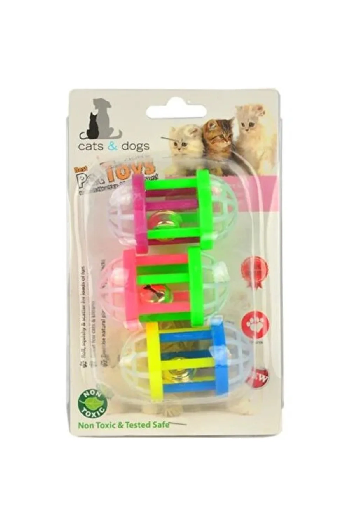 ZM4-4324 Kedi Oyun Topu Elips Çıngıraklı 3lü