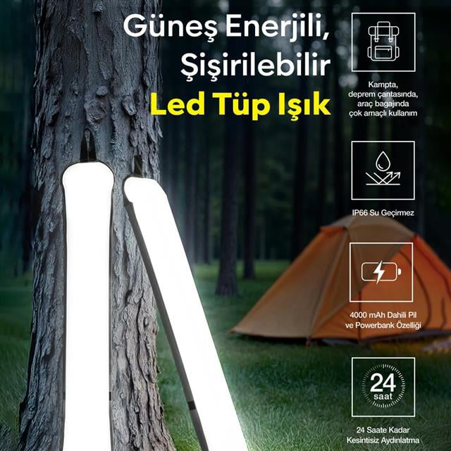 ZMR ZMR-385 Katlanır Şişirilebilir Beyaz Ledli Aydınlatma Tüpü US