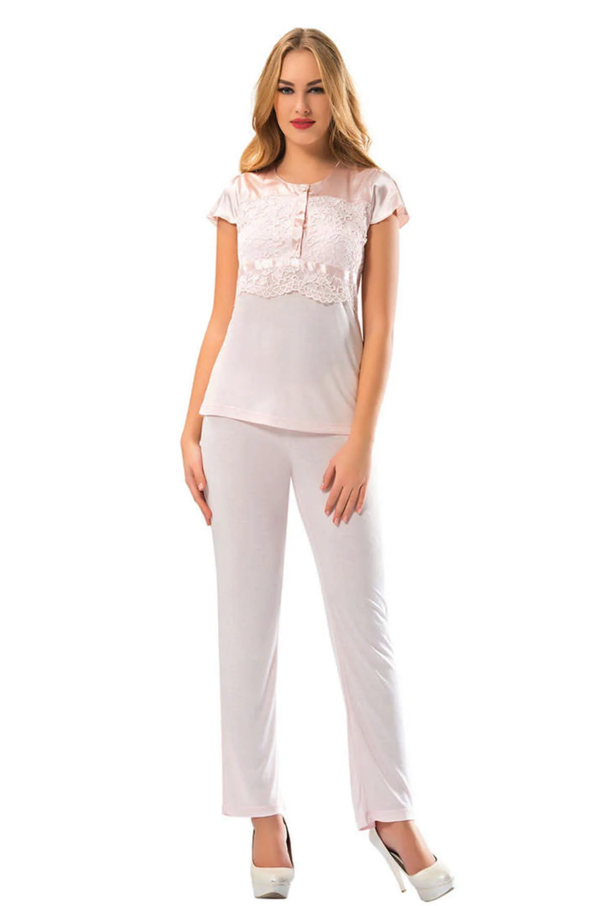 ZNGZRMLL Pudra Penye Pijama Takımı - 1607 - (101703) Beden L ZNGZRMLL Pudra Penye Pijama Takımı - 1607 - (101703) Beden L