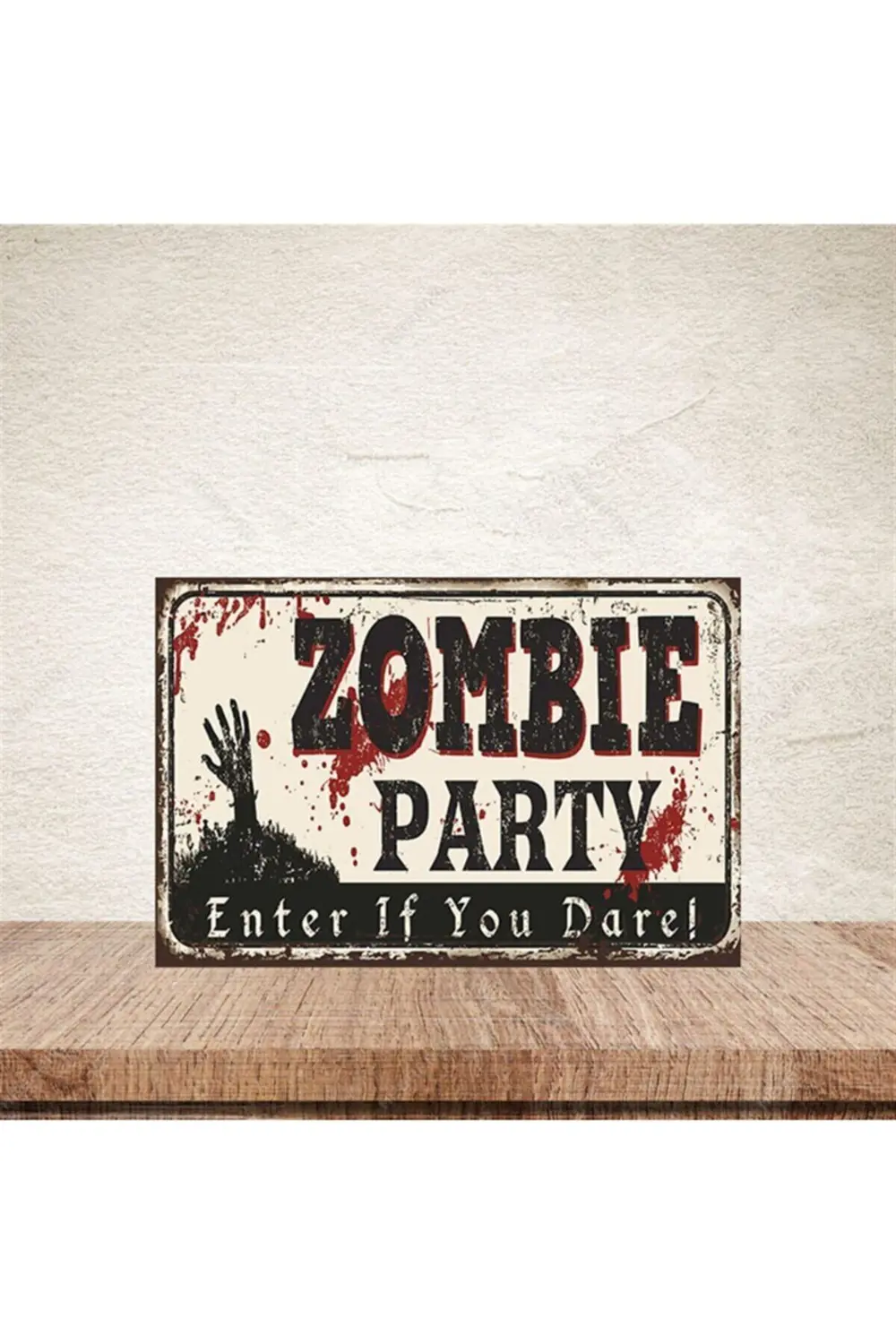 Zombie Parti 20-30 Cm Retro Ahşap Poster