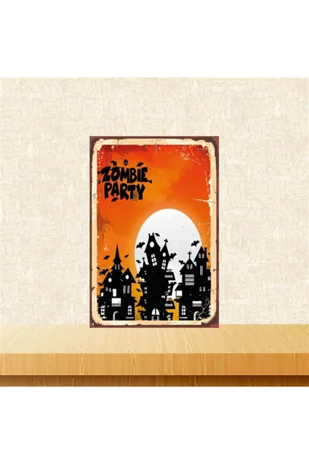 Zombie Party 20-30 Cm Retro Ahşap Tablo Tkfx5279