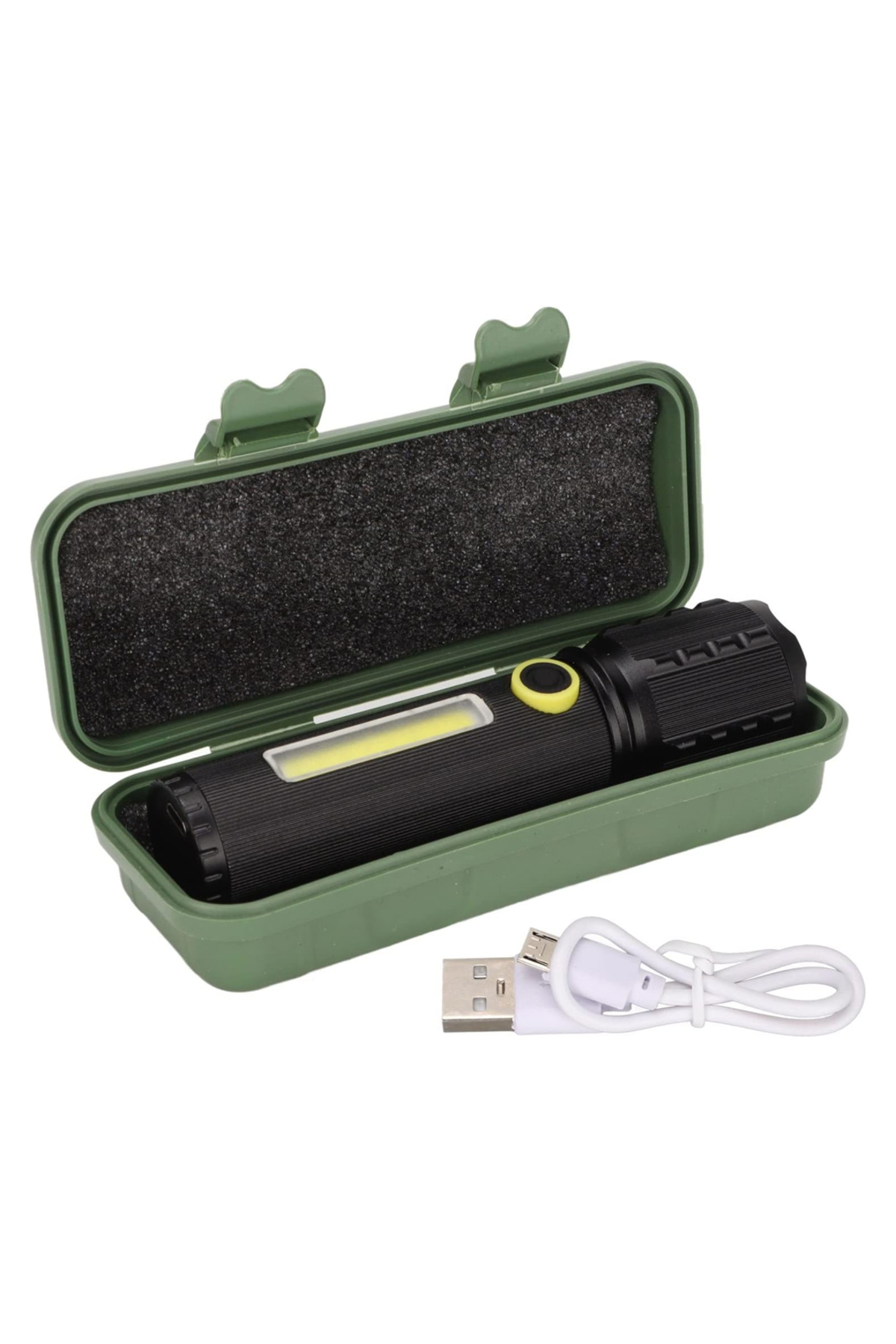 ZOOMLU FLASH ÖZELLİKLİ ŞARJLI METAL KASA EL FENERİ (4814)