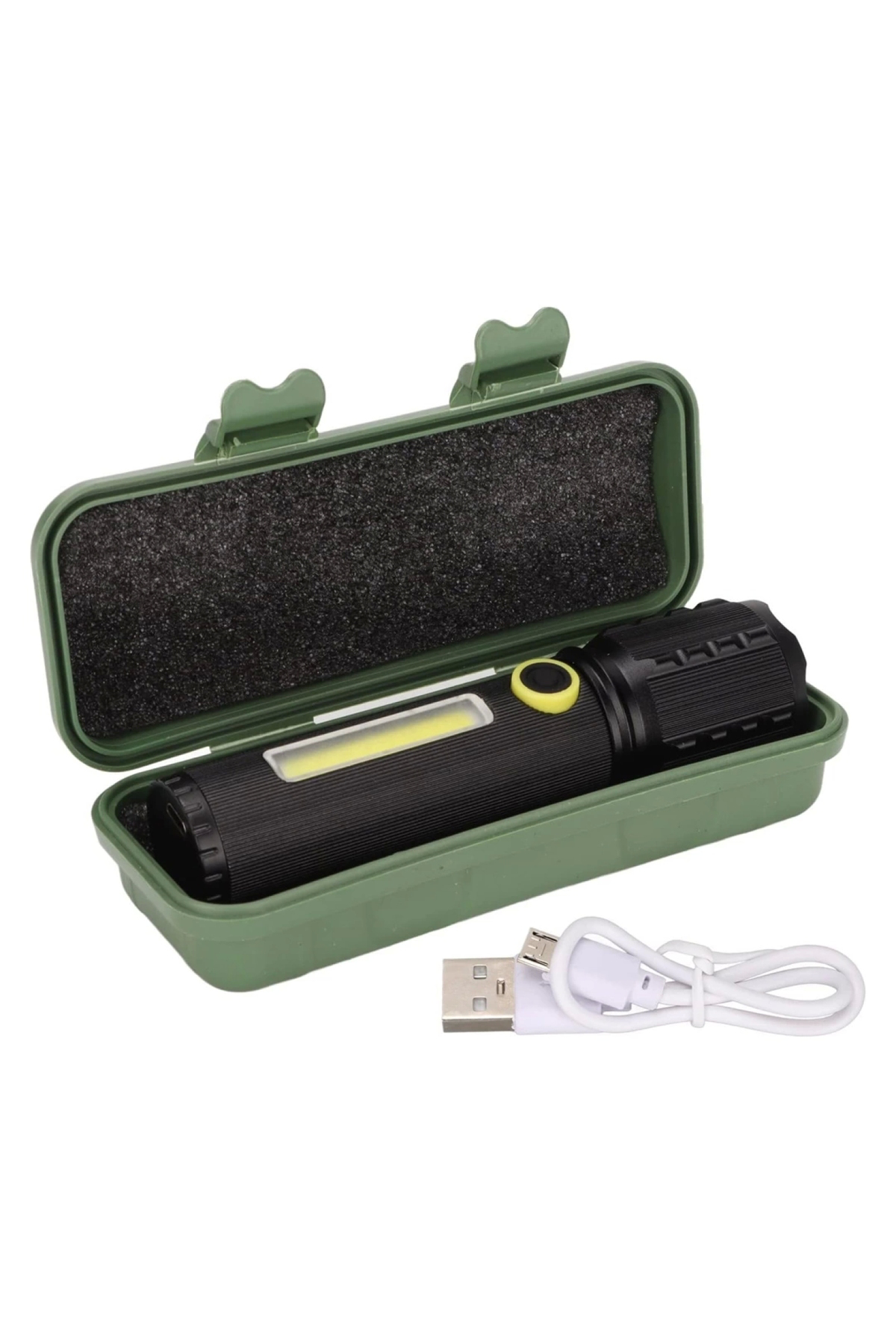 ZOOMLU FLASH ÖZELLİKLİ ŞARJLI METAL KASA EL FENERİ (4172)