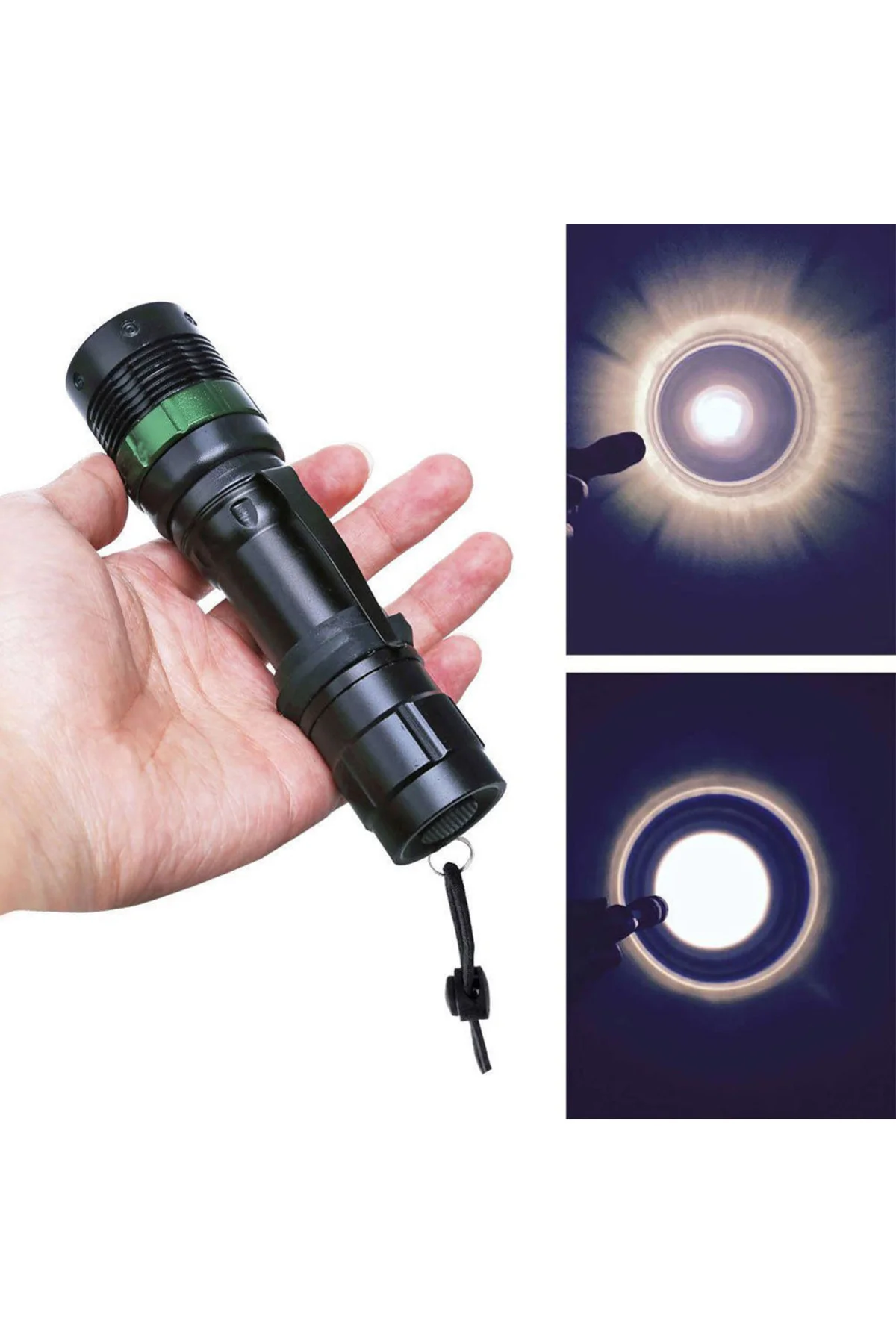 Zoomlu Oto Şarjlı EL Feneri Watton Wt-012 Siyah