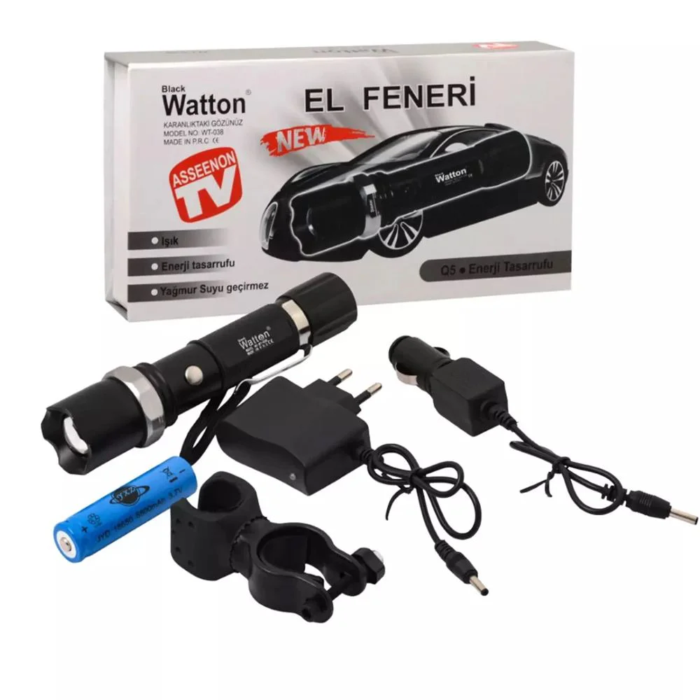Zoomlu Şarjlı El Feneri Wt-038 - 200m Mesafe, 3 Mod, Alüminyum Gövde Fiyatı, Yorumları ve Özellikleri