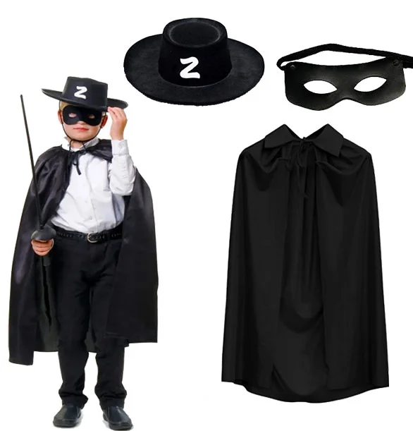 Zorro Pelerini Şapkası ve Maske Seti Çocuk Boy | 90 cm Pelerin + Vinleks Deri Maske Zorro Pelerini Şapkası ve Maske Seti Çocuk Boy | 90 cm Pelerin + Vinleks Deri Maske