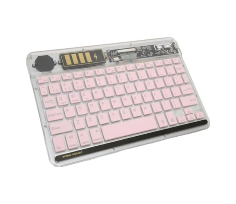 Zr612 Rgb Şeffaf Pembe Bluethooth Klavye