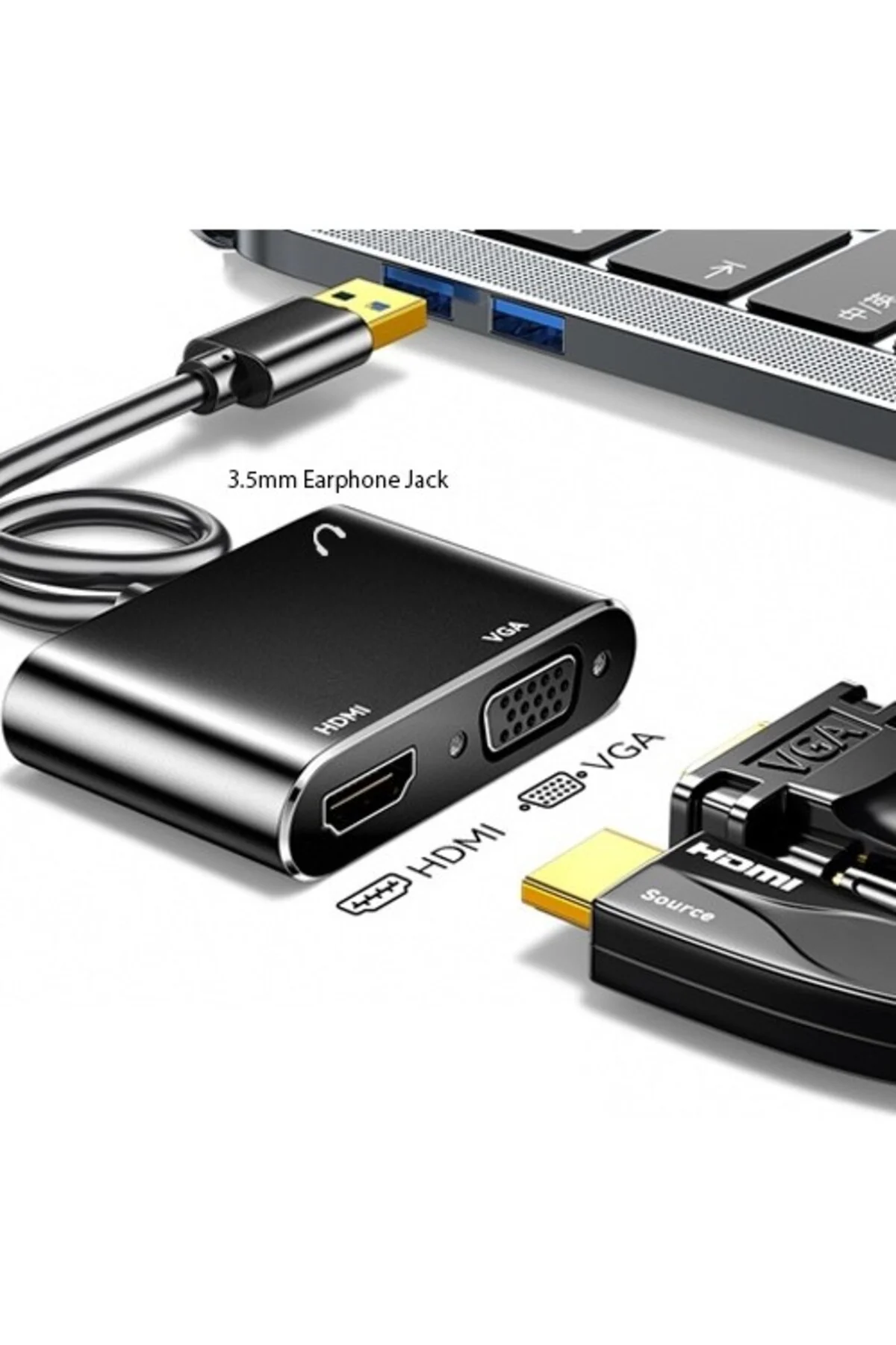 Zr702 Usb 3.0 To Hdmı Vga 3.5mm 1080p Monitör Çevirici Adaptör