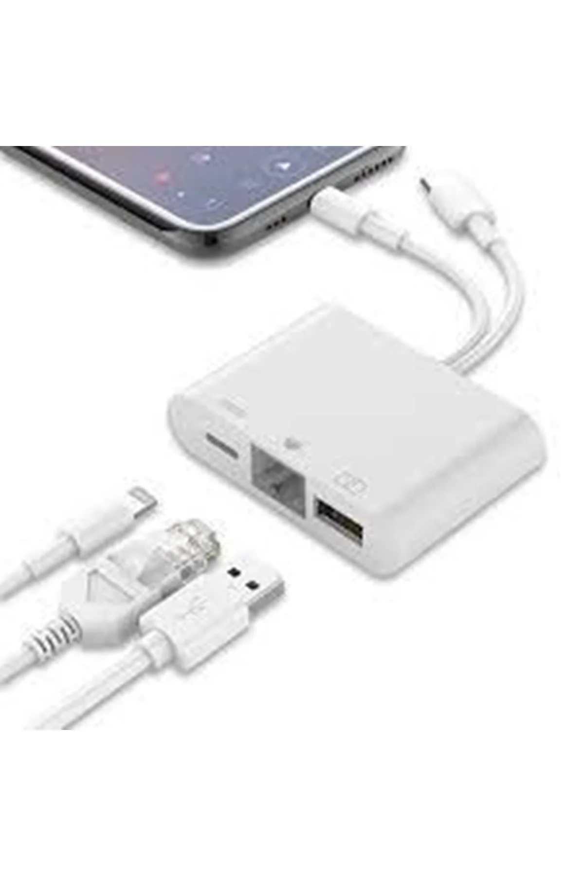 ZR814 Ethernet Adaptör Type-C & Lightning USB + Şarj 3in1 Çoklayı