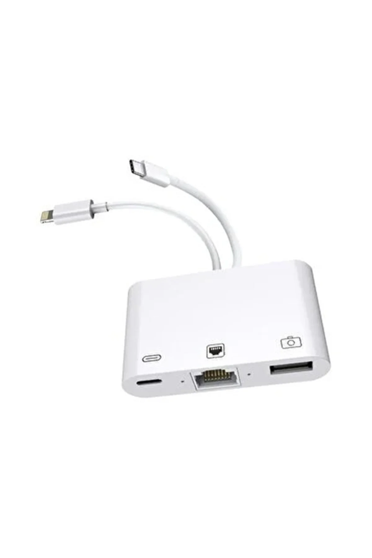 ZR814 Ethernet Adaptör Type-C & Lightning USB + Şarj 3in1 Çoklayı