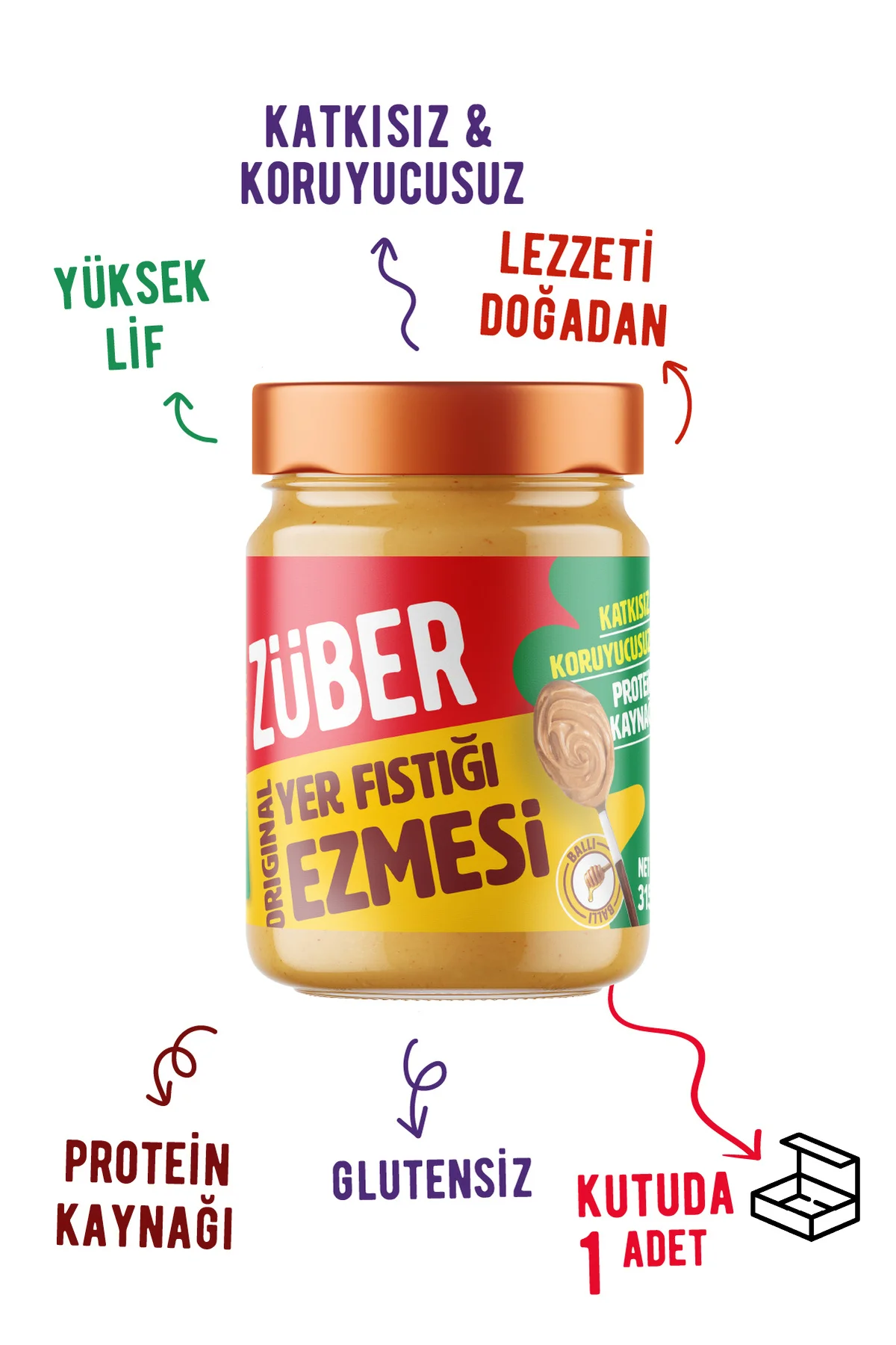 ZUBEROriginal Fıstık Ezmesi 315 gr x 1 Adet