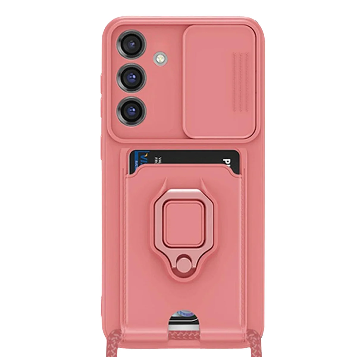 Zuma Kart Bölmeli Silikon Kılıf - Galaxy S25 Plus Pembe (Premium Stand & Kamera Korumalı)