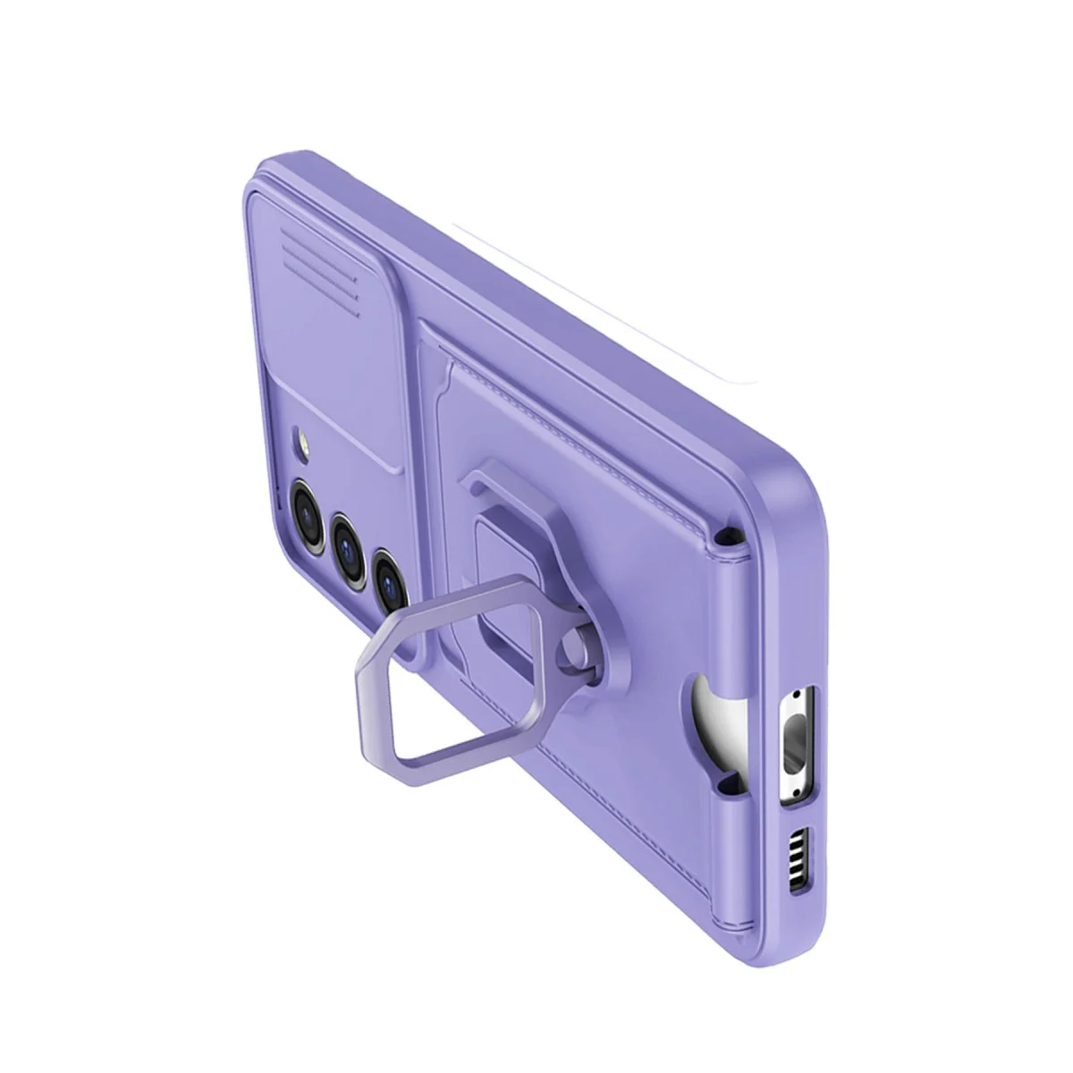 Zuma Silikon Kılıf - Galaxy S23 Plus Kart Bölmeli, Standlı ve Lila