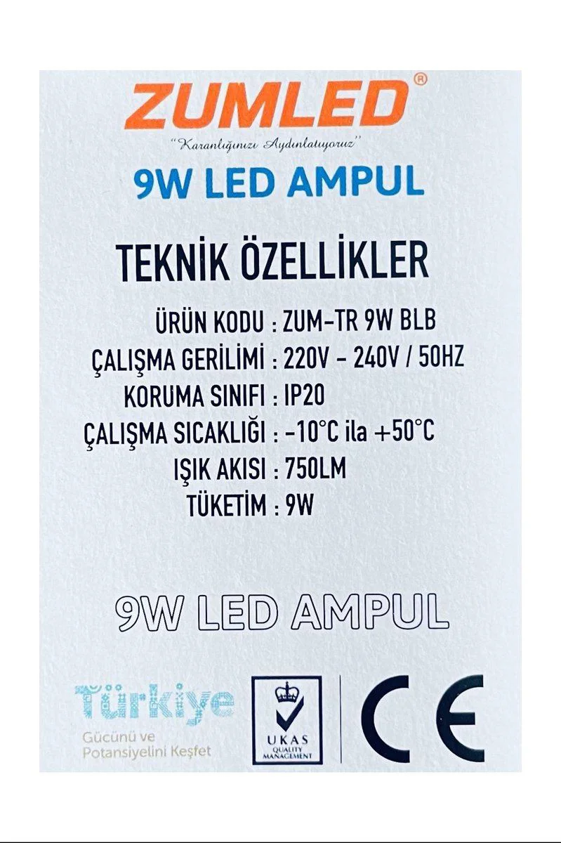 Zumled 9W Beyaz LED Ampul Royaleks-201 – Enerji Tasarruflu Ampul Fiyatı, Yorumları ve Özellikleri