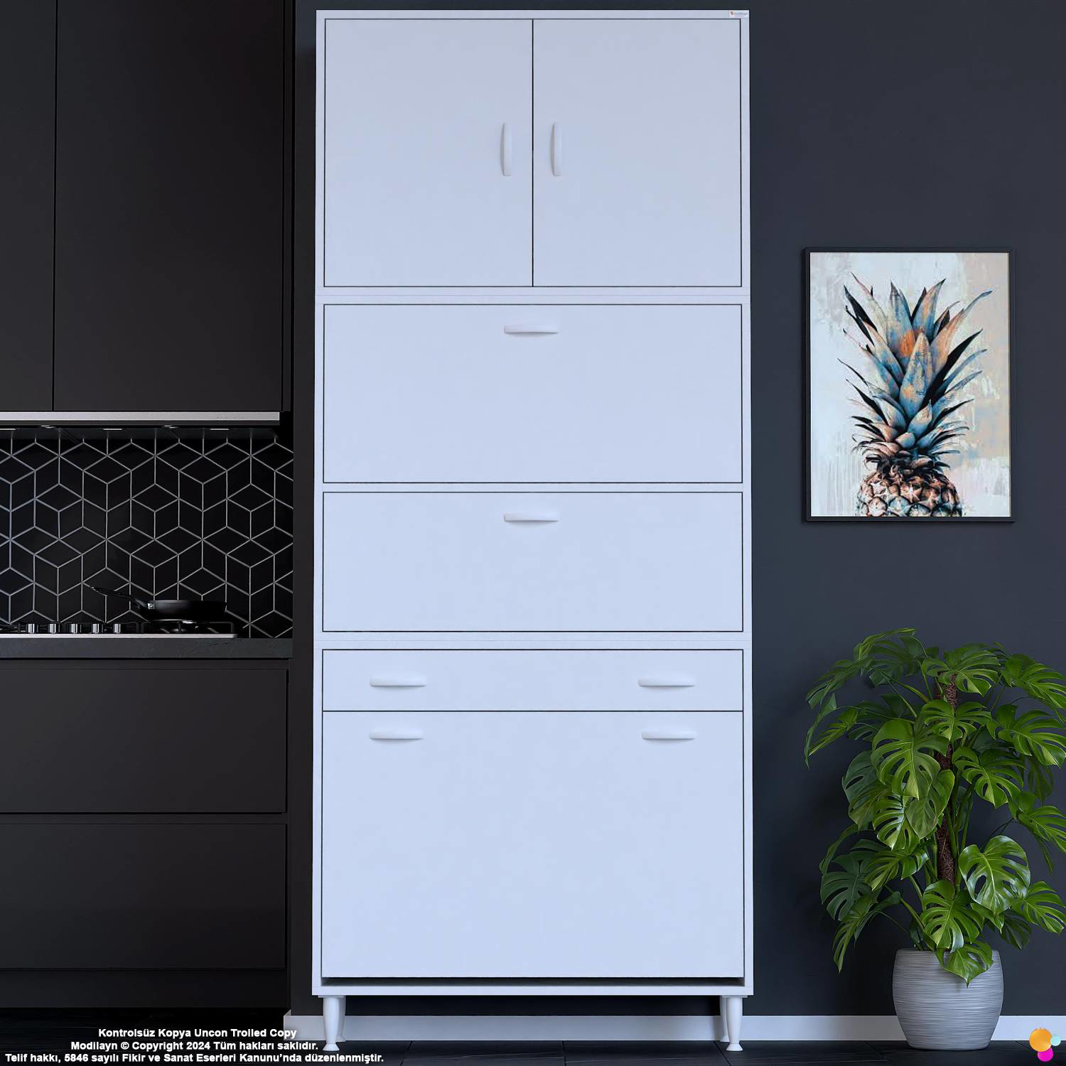 Zümra 95 cm Beyaz Fırın Dolabı Patates Soğan Saklama Dolabı Çok A - Görsel 3