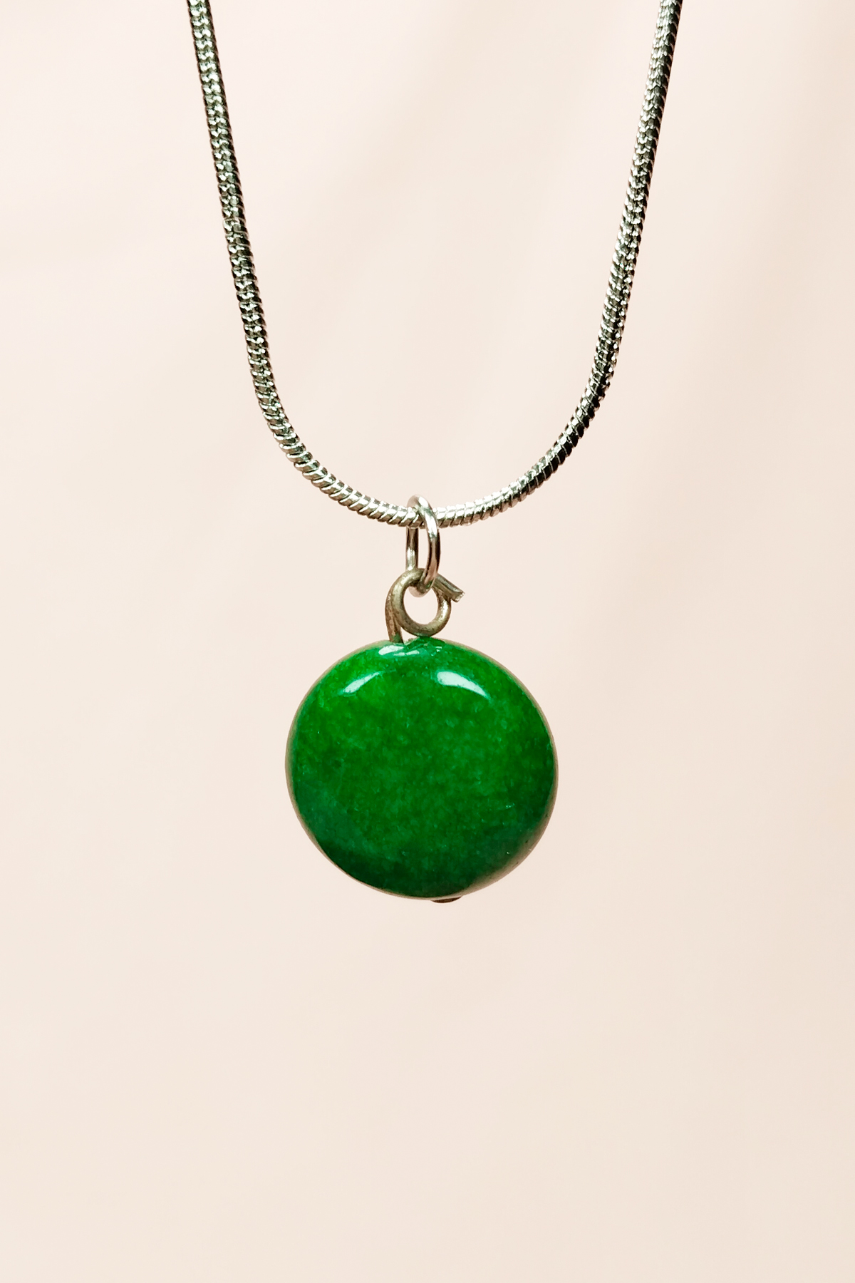 Just Cheap Store Zümrüt Doğal Taşi Zincirli El Yapimi Kolye Uç: 1,5 Cm Zincir: 20 