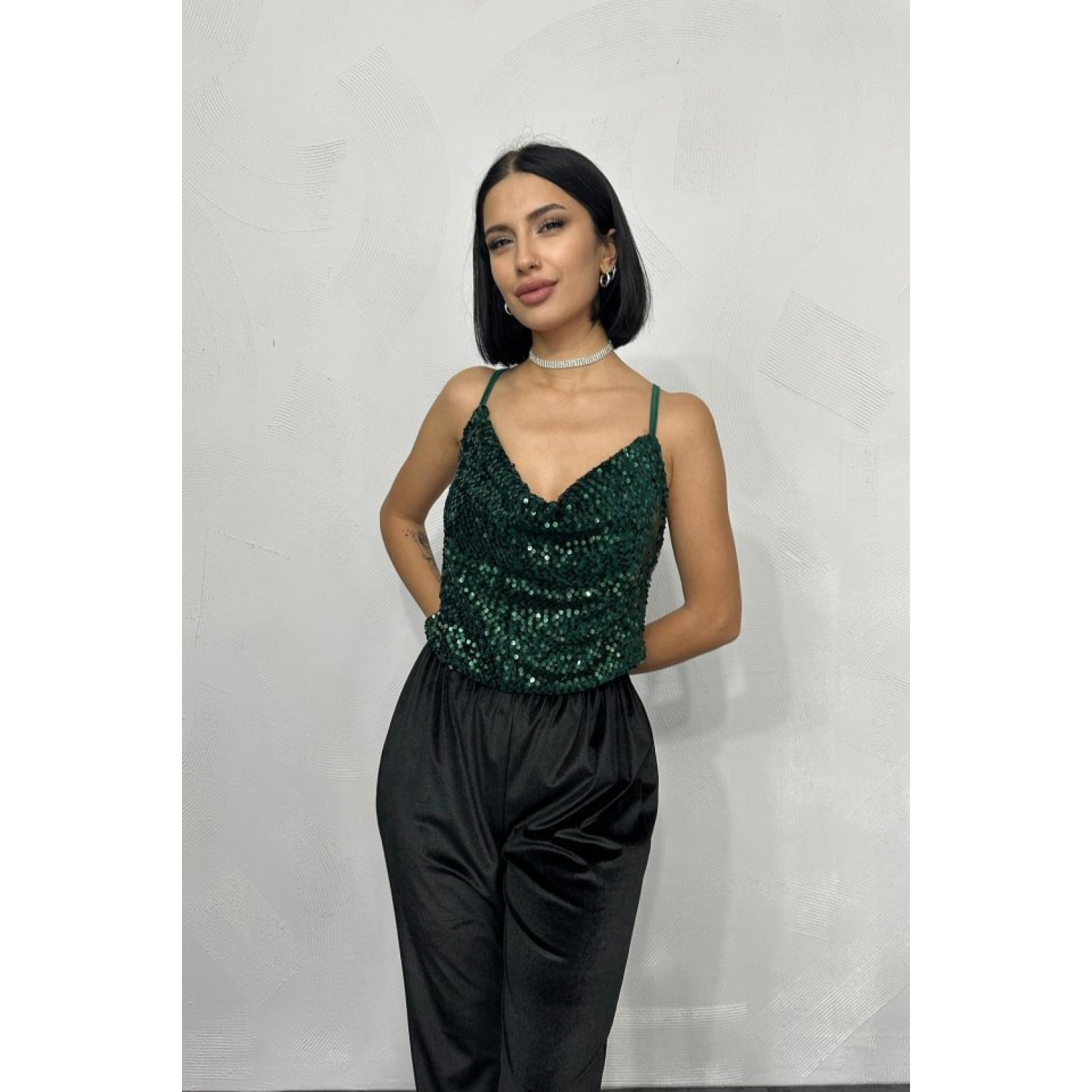 Zümrüt Lucky Life Kadın Askılı Degaje Bluz