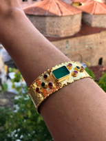 Tükkan Accessories Zümrüt Yakut Doğaltaşli Kalin Altin Kaplama Bilezik-Doğaltaşbil12 Tükkan Accessories Zümrüt Yakut Doğaltaşli Kalin Altin Kaplama Bilezik-Doğaltaşbil12