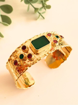 Tükkan Accessories Zümrüt Yakut Doğaltaşli Kalin Altin Kaplama Bilezik-Doğaltaşbil12 Tükkan Accessories Zümrüt Yakut Doğaltaşli Kalin Altin Kaplama Bilezik-Doğaltaşbil12