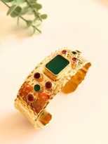 Tükkan Accessories Zümrüt Yakut Doğaltaşli Kalin Altin Kaplama Bilezik-Doğaltaşbil12 Tükkan Accessories Zümrüt Yakut Doğaltaşli Kalin Altin Kaplama Bilezik-Doğaltaşbil12