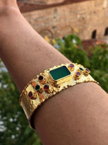 Tükkan Accessories Zümrüt Yakut Doğaltaşli Kalin Altin Kaplama Bilezik-Doğaltaşbil12 Tükkan Accessories Zümrüt Yakut Doğaltaşli Kalin Altin Kaplama Bilezik-Doğaltaşbil12