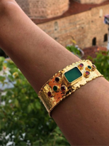 Tükkan Accessories Zümrüt Yakut Doğaltaşli Kalin Altin Kaplama Bilezik-Doğaltaşbil12 Tükkan Accessories Zümrüt Yakut Doğaltaşli Kalin Altin Kaplama Bilezik-Doğaltaşbil12