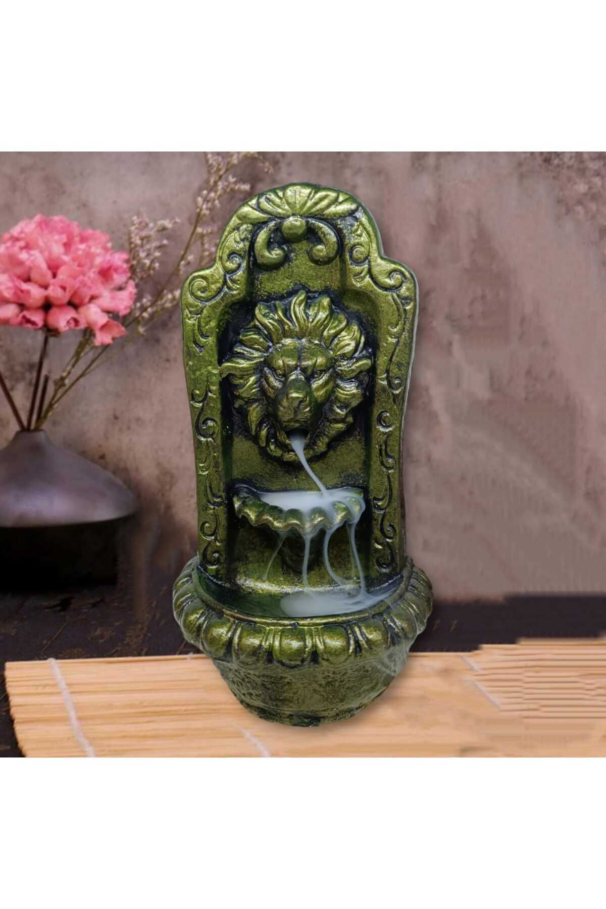 Dodemert Home Zümrüt Yeşili Aslan Kafa Geri Akışlı Beton Tütsülük