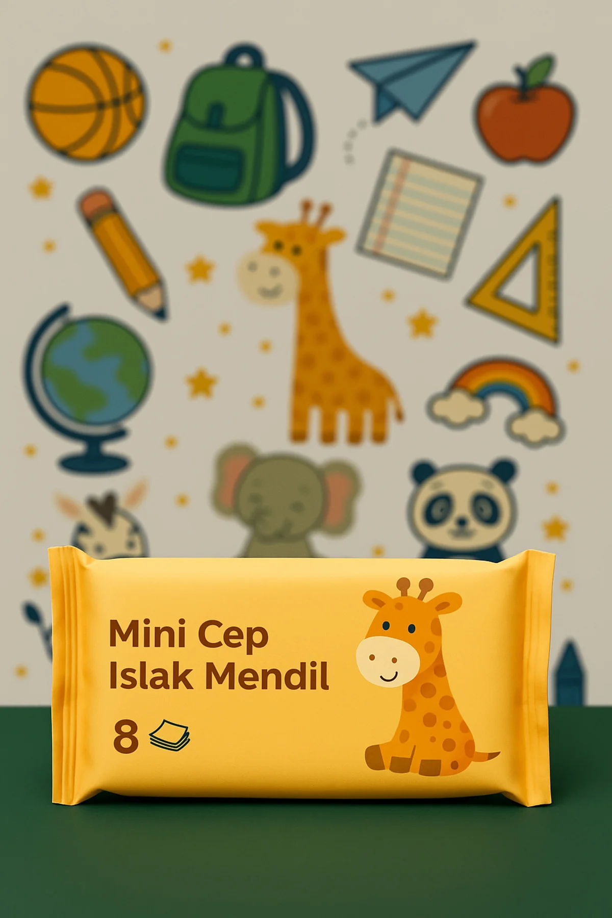 Zürafa Desenli Mini Islak Mendil 4 Adet • 8'li Cep Boy • Çocuklar İçin 🦒✨ Zürafa Desenli Mini Islak Mendil 4 Adet • 8'li Cep Boy • Çocuklar İçin 🦒✨