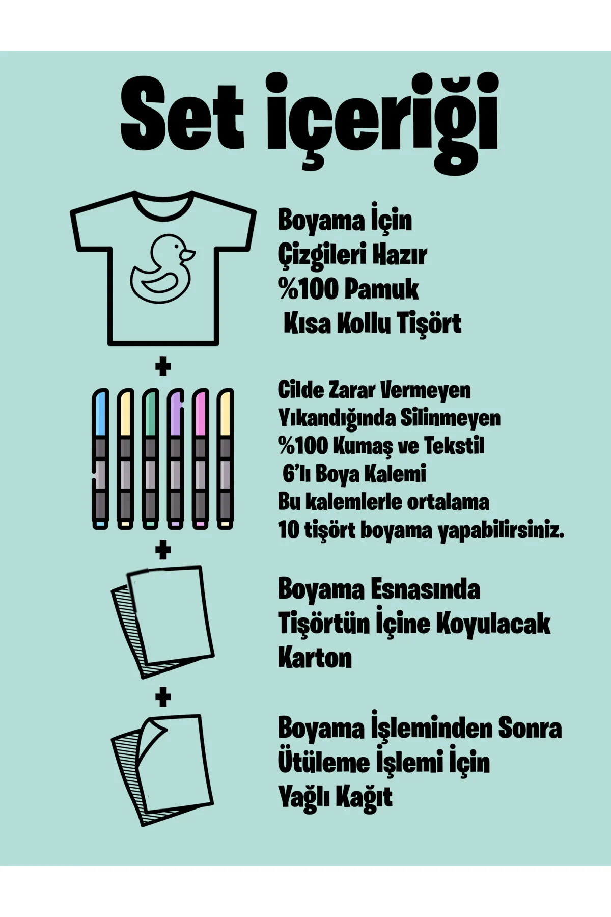 Zürafa Tişört Boyama Seti – Çocuk Full Set Fırçalı, Kreatif Elbise Tasarım Oyunu, 3+ Yaş