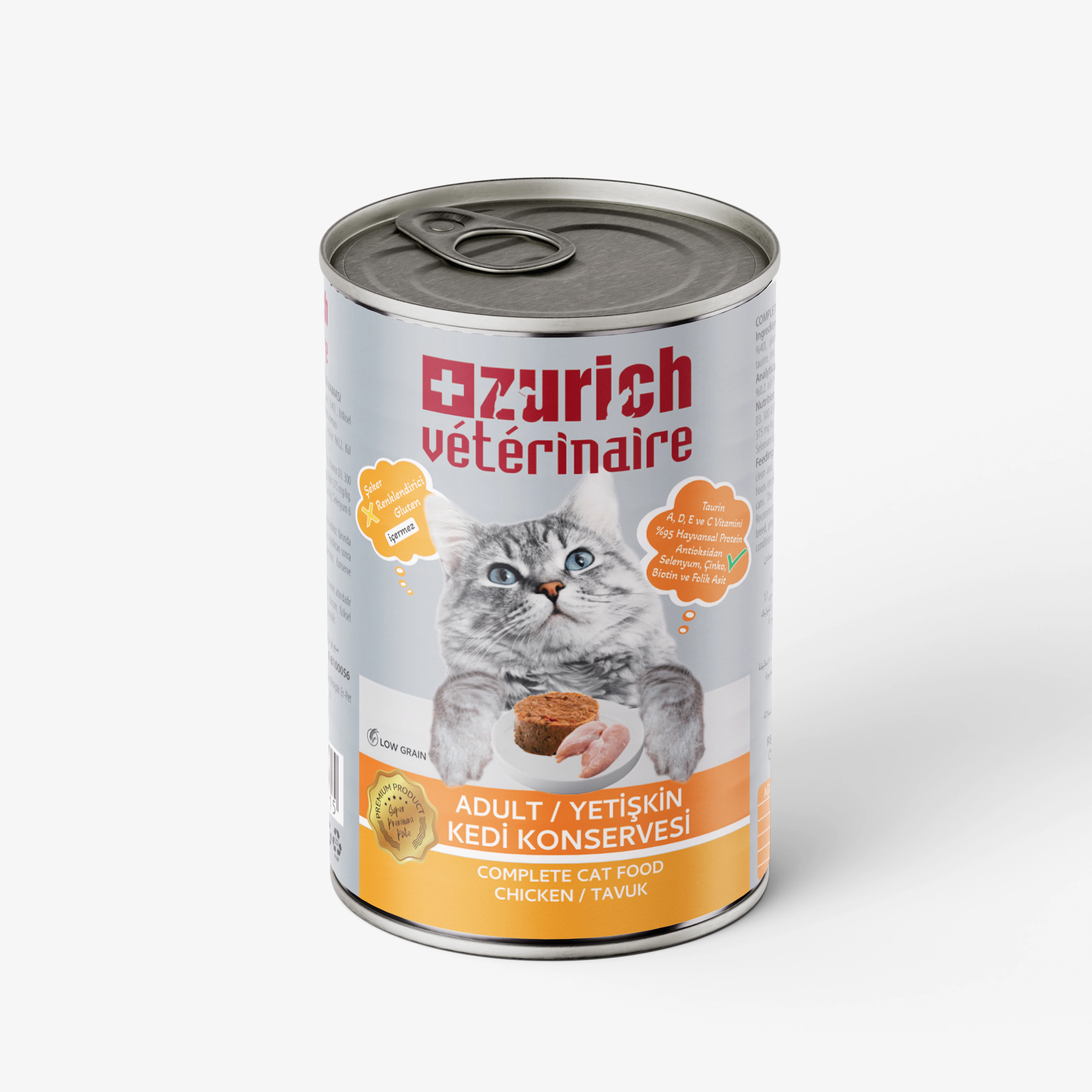 Zurich Veterinaire Pate Tavuklu Yetişkin Kedi Konservesi 415 gr