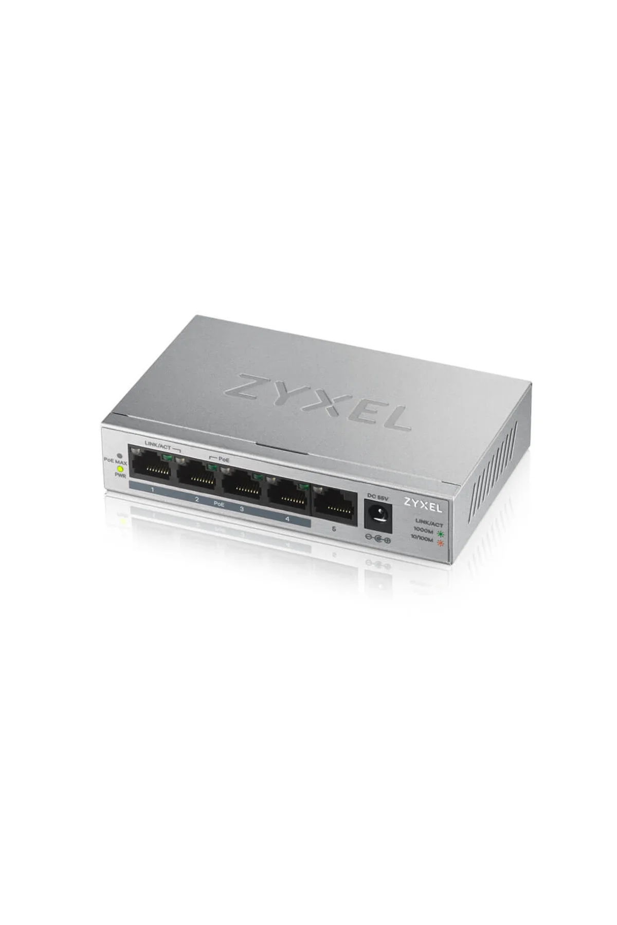ZyXEL GS1005HP, 5 Port, GigaBit, PoE 60W, Yönetilemez, Masaüstü S