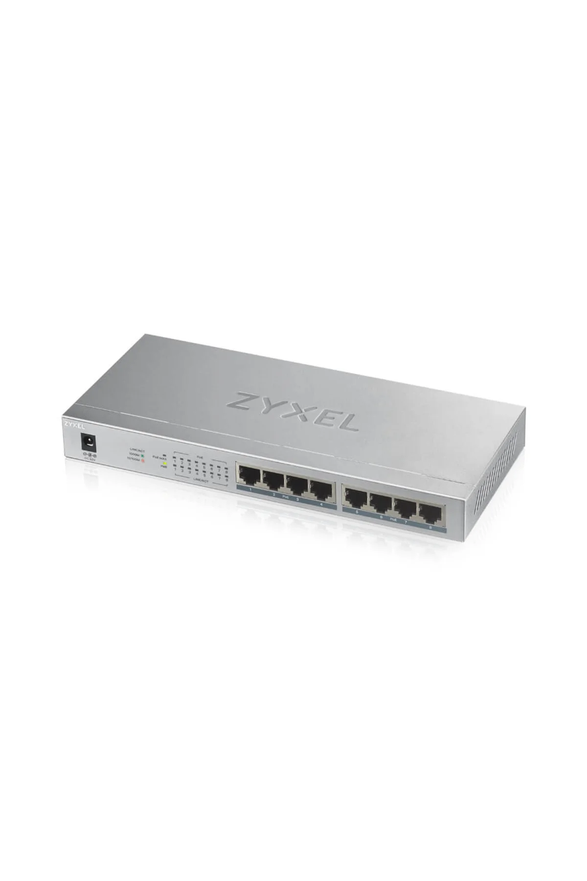 ZyXEL GS1008HP, 8 Port, GigaBit, PoE 60W, Yönetilemez, Masaüstü S