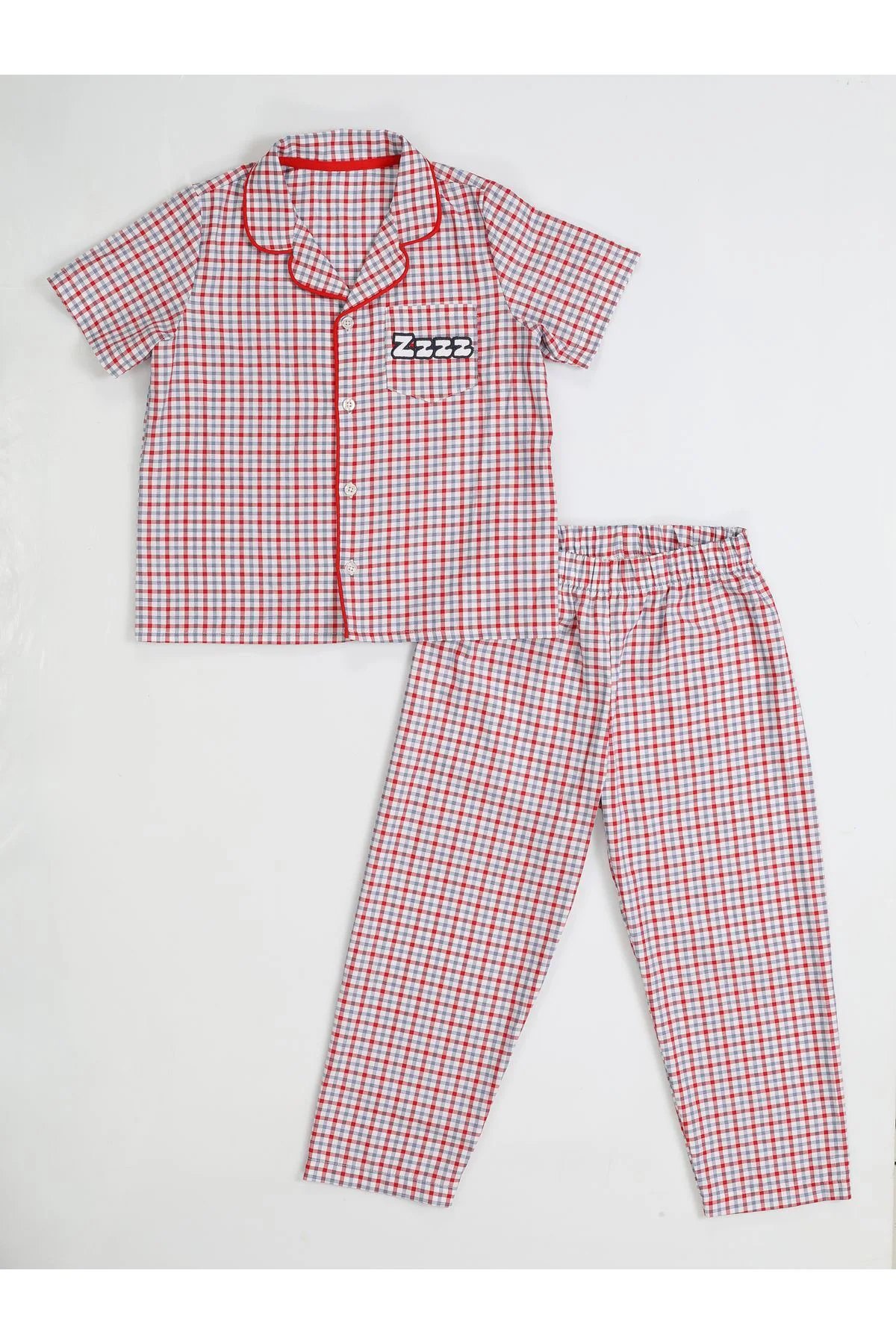 Zzzz Pamuklu Dokuma Ekose Pijama Takım
